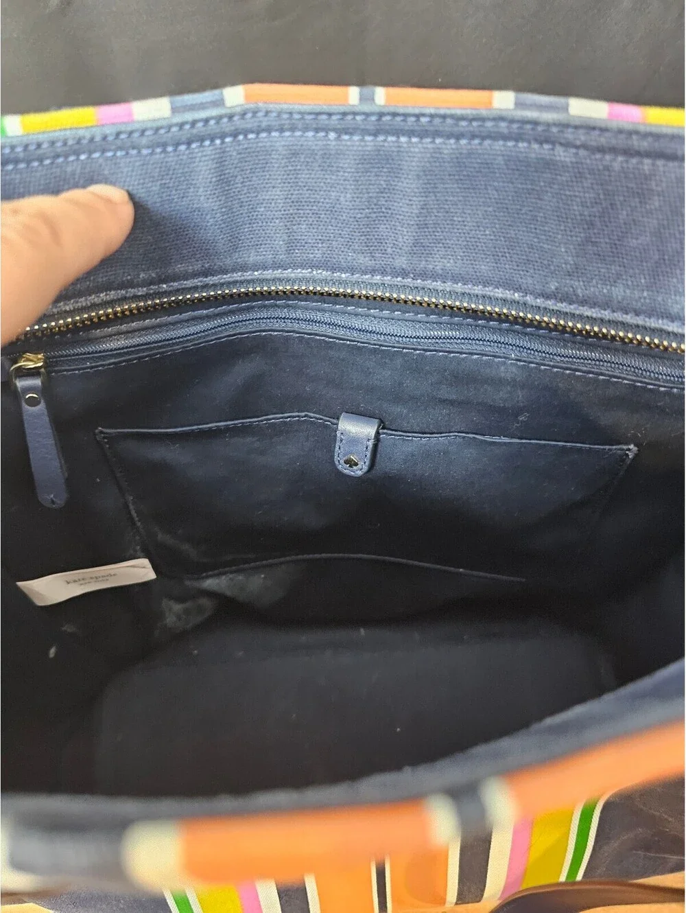 Kate spade Tote Navy Blue Womens Medium Canvas New York